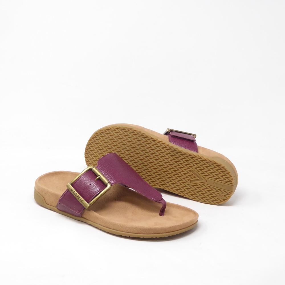 NEW Vionic Womens Sandals Cherry Jubilee Purple Emma Thong Buckle Size 8.5